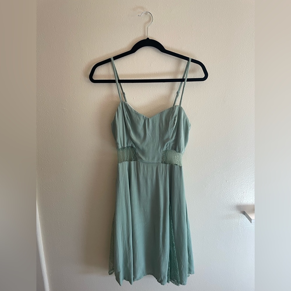 Lush Green Dress With Cutout Lace Detail. Size Medium.